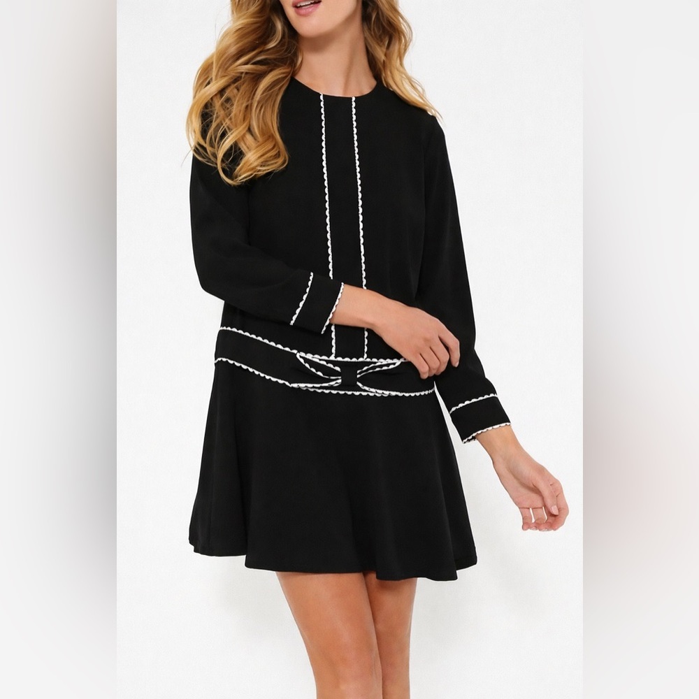 Pomander Place Black Dress with White Trim